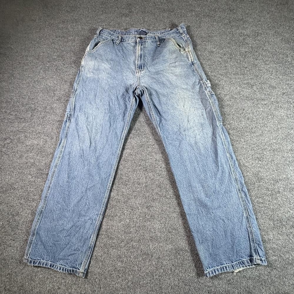 RK Brand Straight Jeans Mens 38x34 Blue Cotton Denim Carpenter Utility Workwear